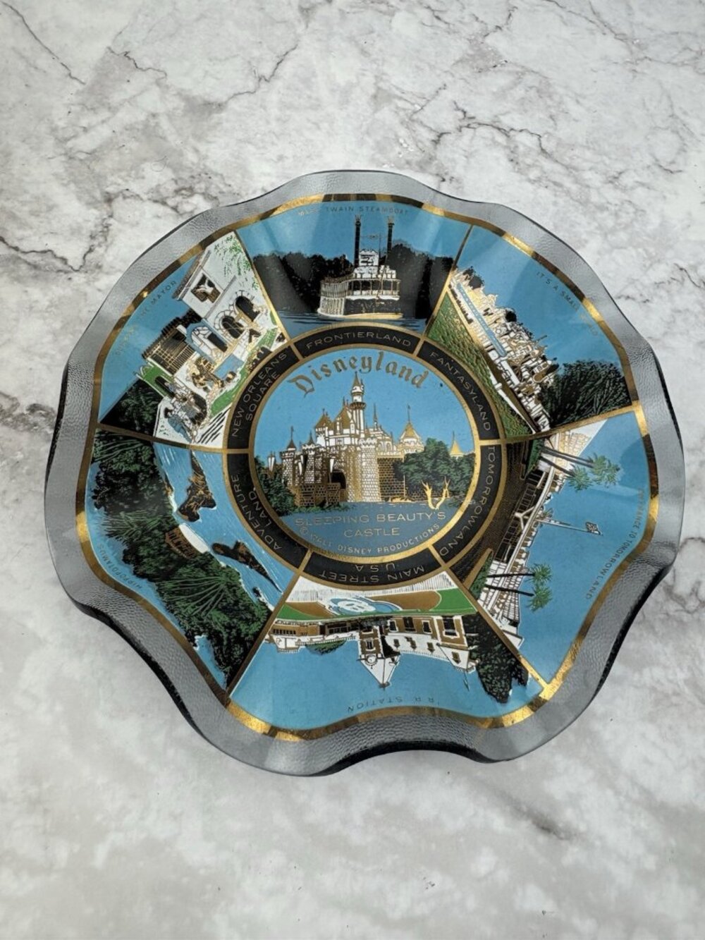 -Disneyland Souvenir Collectible Decorative Fluted Bowl Sleeping Beauty's Castle